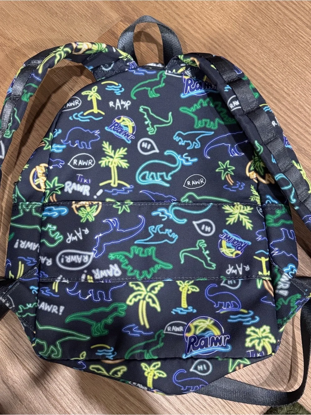 State Kids Mini Neon Dino Print Backpack - Black/Green/Blue